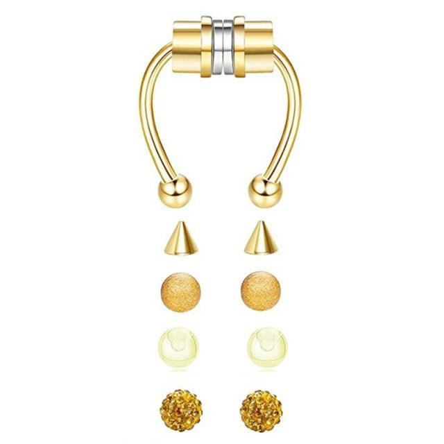 1PCS Stainless Steel Fake Nose Ring Clip Fake Septum Piercing Metal Horseshoe Fake Nose Ring Nose Rings Earrings Septum Ring Tragus Piercing Earring Hoop Lip Horseshoe Piercing Nose Rings Magnet Non Piercing Nose Ring Fake Septum Piercing False Jewelry