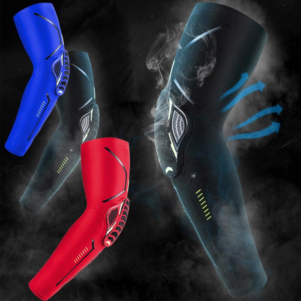 1Piece Sports Elbow Support Pads Breathable Arm Compression Shield Shape Crash Proof Elbow Pads Arm Sleeve Compression Sleeve For Outdoor Sports Running Basketball Football Volleyball Arm Cover