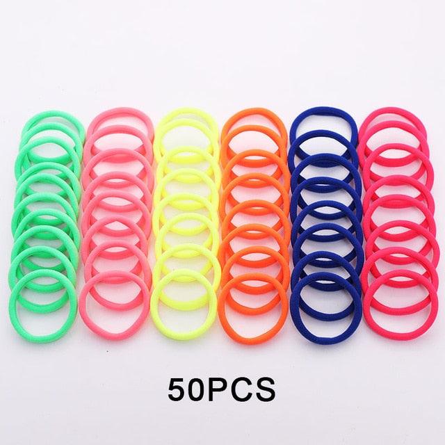 1Set 4cm Girls Cute Colorful Elastic Hair Bands Children Lovely Ponytail Holder Scrunchies Hair Ties Headbands Fashion Hairgrips Accessories For Party