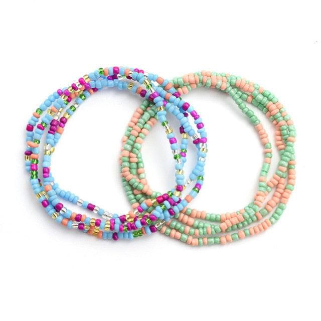 2 Pcs Summer Waist Bead Chains Belly Beads Colorful Beach Bikini Body Belly Chain Elastic Belly Chains Belt Summer Beach Costume Necklace Bead Stretchy Elastic String Summer Beach Bikini Jewelry for Women Jewelry for Women Girls