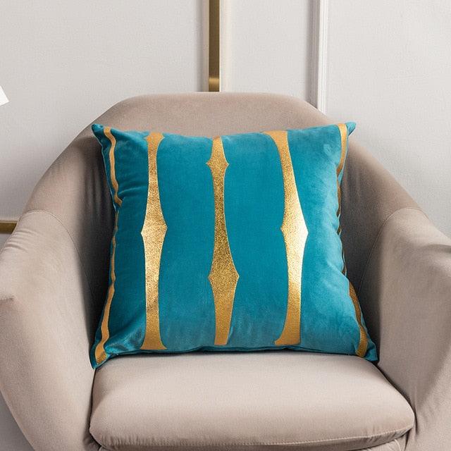 2021 Fashion Striped Pillowcase Festival Home Bronzing Square Decorative Throw Pillow Cover With Gold Striped Cushion Cases Modern Luxury Pillowcases Cushion Cover Soft Fabric Pillow Cases Decorative 45x45CM