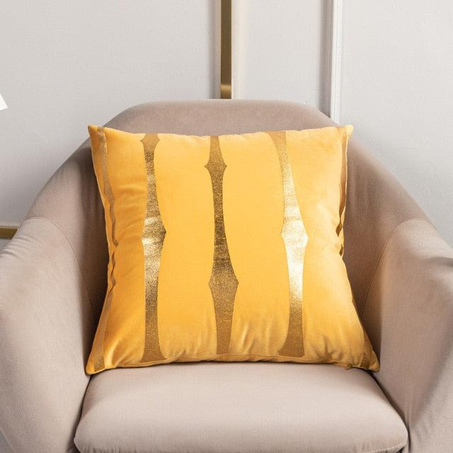 2021 Fashion Striped Pillowcase Festival Home Bronzing Square Decorative Throw Pillow Cover With Gold Striped Cushion Cases Modern Luxury Pillowcases Cushion Cover Soft Fabric Pillow Cases Decorative 45x45CM