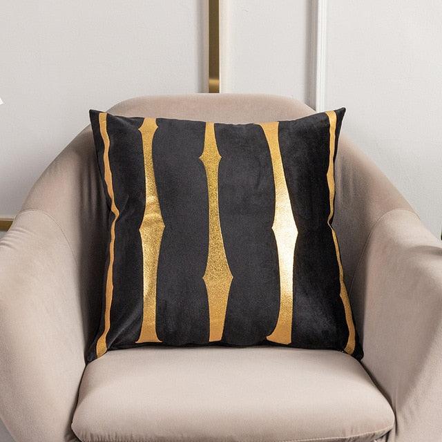 2021 Fashion Striped Pillowcase Festival Home Bronzing Square Decorative Throw Pillow Cover With Gold Striped Cushion Cases Modern Luxury Pillowcases Cushion Cover Soft Fabric Pillow Cases Decorative 45x45CM