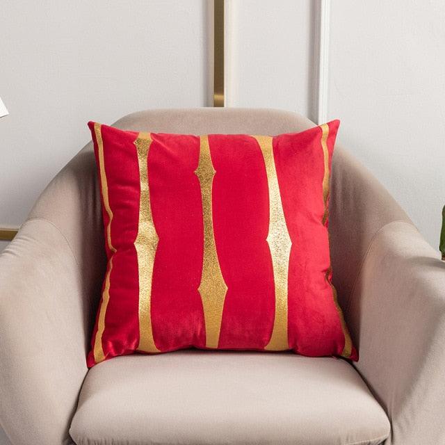 2021 Fashion Striped Pillowcase Festival Home Bronzing Square Decorative Throw Pillow Cover With Gold Striped Cushion Cases Modern Luxury Pillowcases Cushion Cover Soft Fabric Pillow Cases Decorative 45x45CM