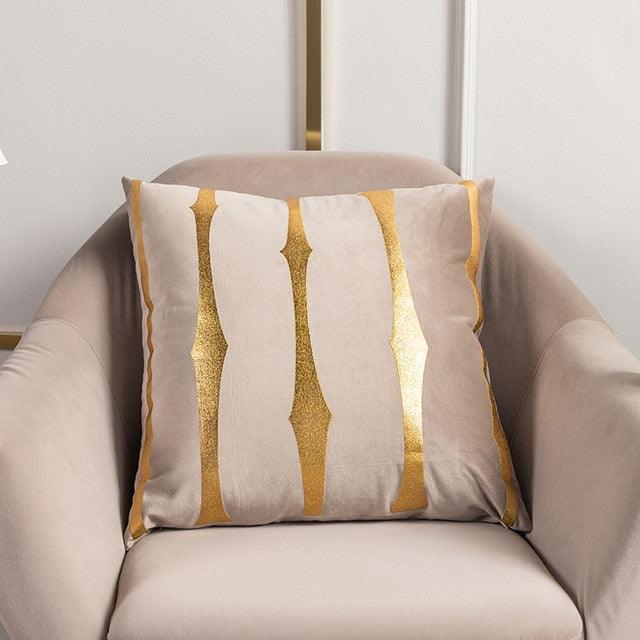 2021 Fashion Striped Pillowcase Festival Home Bronzing Square Decorative Throw Pillow Cover With Gold Striped Cushion Cases Modern Luxury Pillowcases Cushion Cover Soft Fabric Pillow Cases Decorative 45x45CM