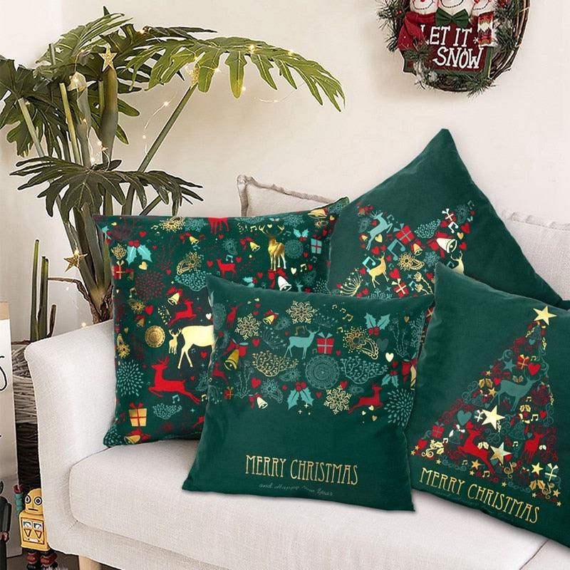 2022 Santa Claus Christmas Pillowcase Decor For Home Christmas Throw Pillow Covers Decorative Snowman Santa Claus Pillow Covers Linen Cushion Cover Couch Pillow Cases Merry Christmas Ornament Xmas Gifts 45x45CM