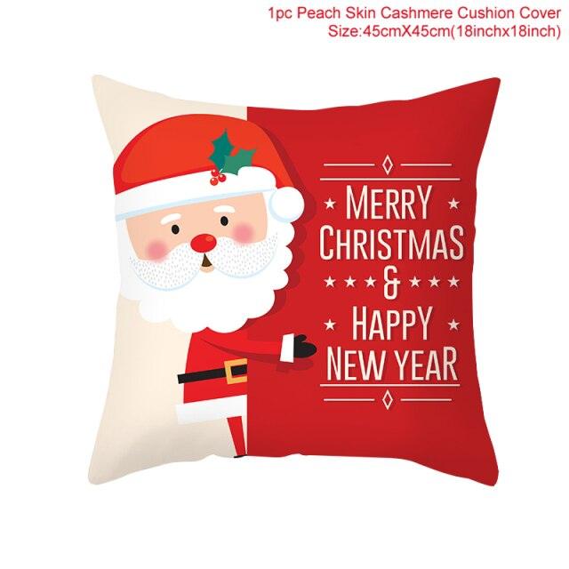 2022 Santa Claus Christmas Pillowcase Decor For Home Christmas Throw Pillow Covers Decorative Snowman Santa Claus Pillow Covers Linen Cushion Cover Couch Pillow Cases Merry Christmas Ornament Xmas Gifts 45x45CM