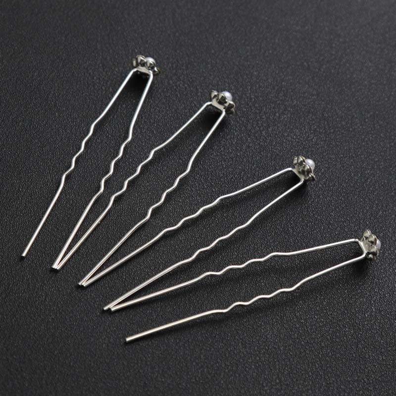 20pcs/lot Fashion U Shape Crystal Hair Fork Flower Hair Pin Sticks For Women Wedding Bridal Shiny Jewelry Wedding Hair Accessories for Brides and Bridesmaids