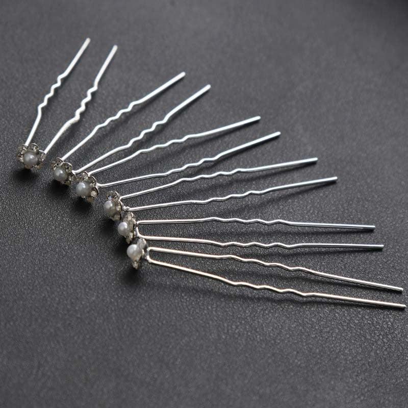 20pcs/lot Fashion U Shape Crystal Hair Fork Flower Hair Pin Sticks For Women Wedding Bridal Shiny Jewelry Wedding Hair Accessories for Brides and Bridesmaids