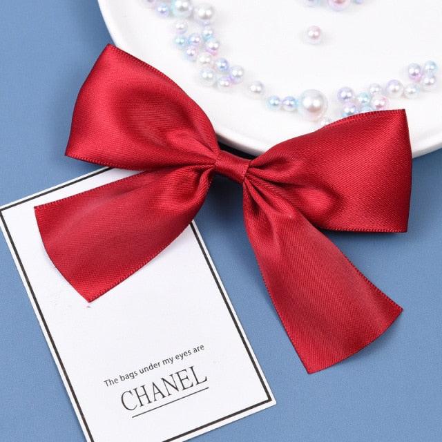 2pcs Black White Ribbon Hair Bows Clips Vintage Bowknot Side Hairpin Cute Girls Barrettes Headdress Hair Accessories for Women