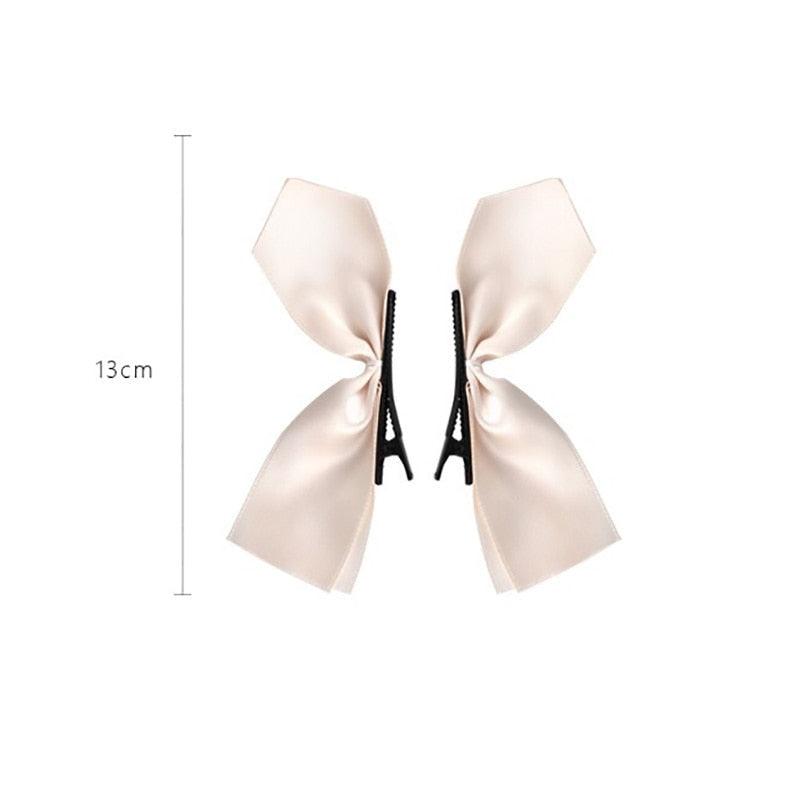 2pcs Black White Ribbon Hair Bows Clips Vintage Bowknot Side Hairpin Cute Girls Barrettes Headdress Hair Accessories for Women