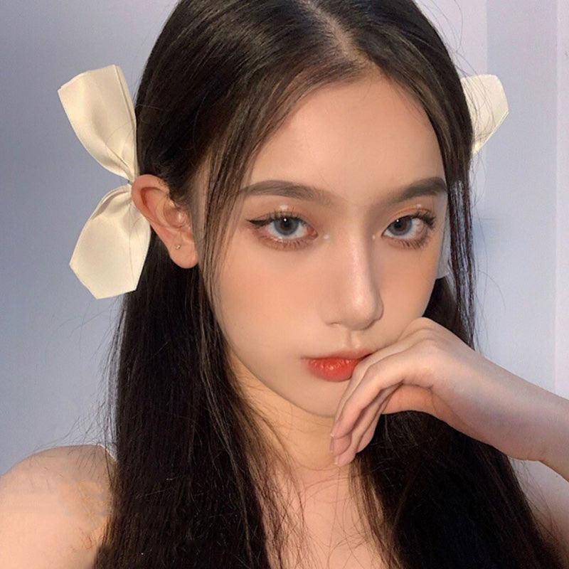 2pcs Black White Ribbon Hair Bows Clips Vintage Bowknot Side Hairpin Cute Girls Barrettes Headdress Hair Accessories for Women