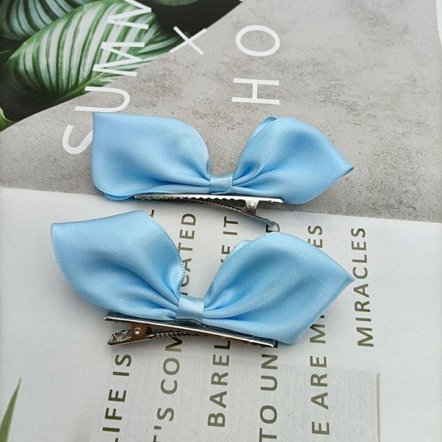 2pcs Ribbon Standing Hair Bows Clips Vintage Bowknot Side Hairpin Cute Girls Barrettes Headdress  Hair Accessories for Women