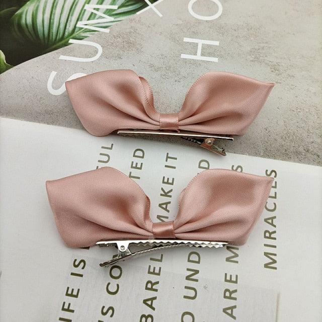 2pcs Ribbon Standing Hair Bows Clips Vintage Bowknot Side Hairpin Cute Girls Barrettes Headdress  Hair Accessories for Women