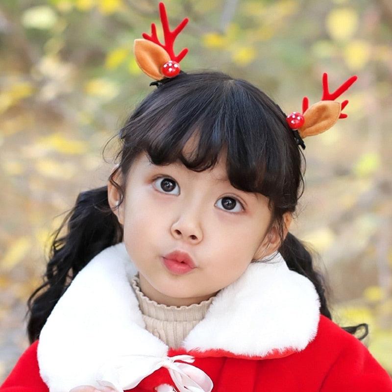2pcs/set Christmas Hair Clips For Girls Cute Deer Ear Hairpins Hairgrips Kids Christmas Antler Hairpin Barrette Fashion Hair Accessories For Women