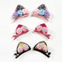 2pcs/Set Cute Hair Clips For Girls Glitter Rainbow Felt Fabric Flowers Hairpins Cat Ears Bunny Barrettes Kids Hair Accessories for Halloween Parties Cosplay for Girls
