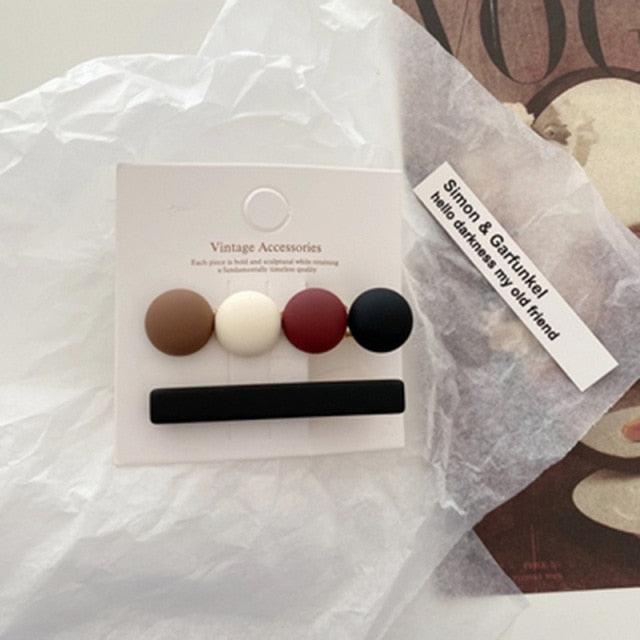 2pcs/Set Fashion Hair Clips Hairpin Geometric Korean Hairgrip Oval Square Hair Barrette Women Headband Gorgeous Hair Accessories For Women