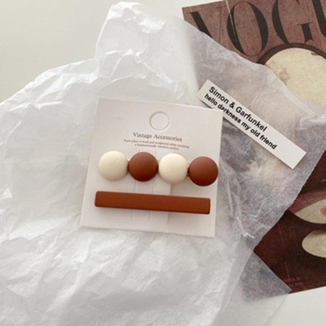 2pcs/Set Fashion Hair Clips Hairpin Geometric Korean Hairgrip Oval Square Hair Barrette Women Headband Gorgeous Hair Accessories For Women