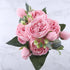 30cm Rose Pink Silk Peony Artificial Flowers Bouquet 5 Big Head and 4 Bud Bride Wedding Home Decoration Fake Flowers Vintage Artificial Peony Silk Flowers Bouquet Home Wedding Decoration