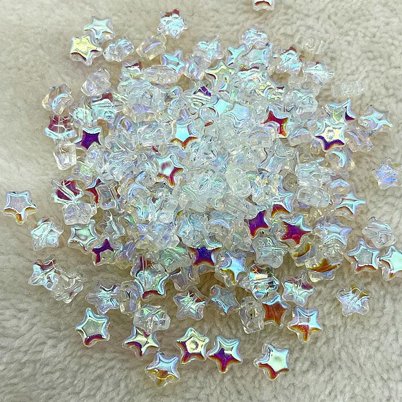30pcs 8mm AB Color Five-pointed Star Beads  Glass Loose Spacer Beads  for Jewelry Making Hairpin Handmade Accessories Crystal Stone for Jewelry Necklace Bracelet Earring Making Crafts