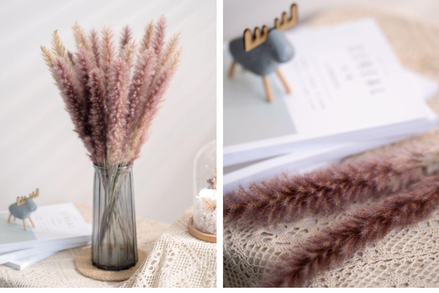 30pcs Natural Dried Pampas Grass Bouquet Pampas Grass Reeds Flowers Bulrush Bouquets Durable For for Vase Artificial Grass Room Décor Wedding Decorations