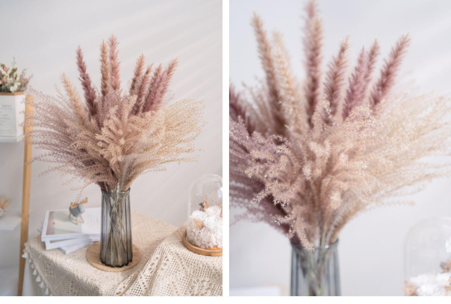 30pcs Natural Dried Pampas Grass Bouquet Pampas Grass Reeds Flowers Bulrush Bouquets Durable For for Vase Artificial Grass Room Décor Wedding Decorations