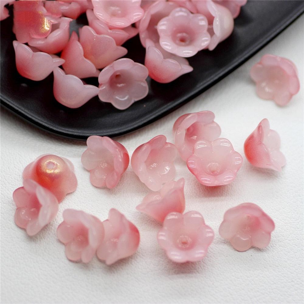30pcs/Lot Colorful Flower Lamp Work Beads Trumpet Flower Shape Glass Beads For Jewelry Making Hairpin Handmade Accessories Jewelry Craft Making Necklace Bracelet Supplies
