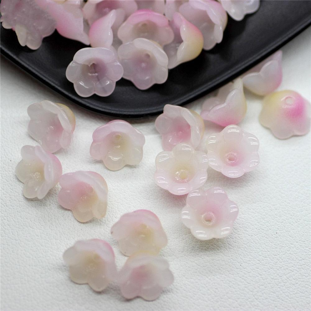 30pcs/Lot Colorful Flower Lamp Work Beads Trumpet Flower Shape Glass Beads For Jewelry Making Hairpin Handmade Accessories Jewelry Craft Making Necklace Bracelet Supplies