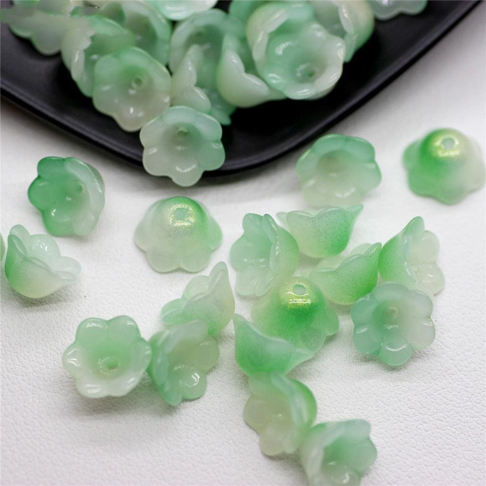 30pcs/Lot Colorful Flower Lamp Work Beads Trumpet Flower Shape Glass Beads For Jewelry Making Hairpin Handmade Accessories Jewelry Craft Making Necklace Bracelet Supplies