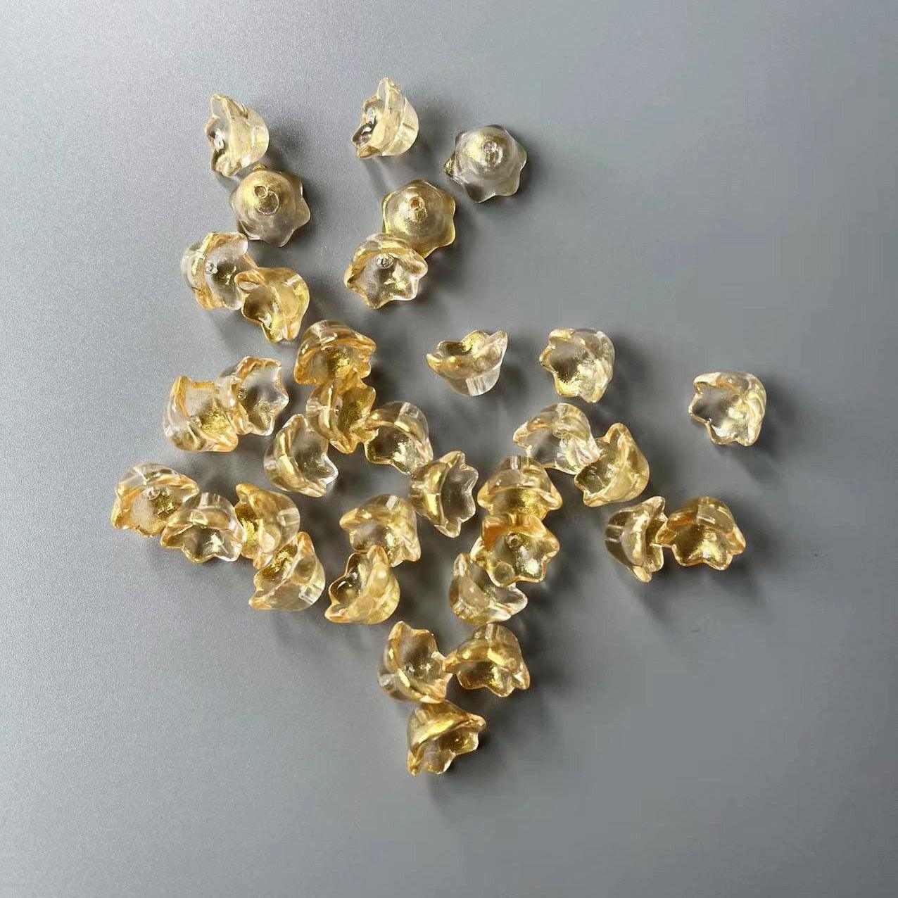 30pcs/Lot Colorful Flower Lamp Work Beads Trumpet Flower Shape Glass Beads For Jewelry Making Hairpin Handmade Accessories Jewelry Craft Making Necklace Bracelet Supplies