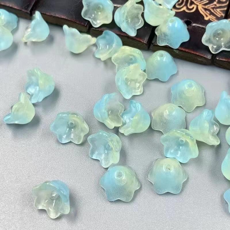 30pcs/Lot Colorful Flower Lamp Work Beads Trumpet Flower Shape Glass Beads For Jewelry Making Hairpin Handmade Accessories Jewelry Craft Making Necklace Bracelet Supplies