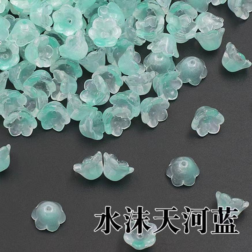 30pcs/Lot Colorful Flower Lamp Work Beads Trumpet Flower Shape Glass Beads For Jewelry Making Hairpin Handmade Accessories Jewelry Craft Making Necklace Bracelet Supplies