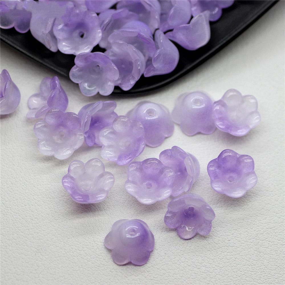 30pcs/Lot Colorful Flower Lamp Work Beads Trumpet Flower Shape Glass Beads For Jewelry Making Hairpin Handmade Accessories Jewelry Craft Making Necklace Bracelet Supplies