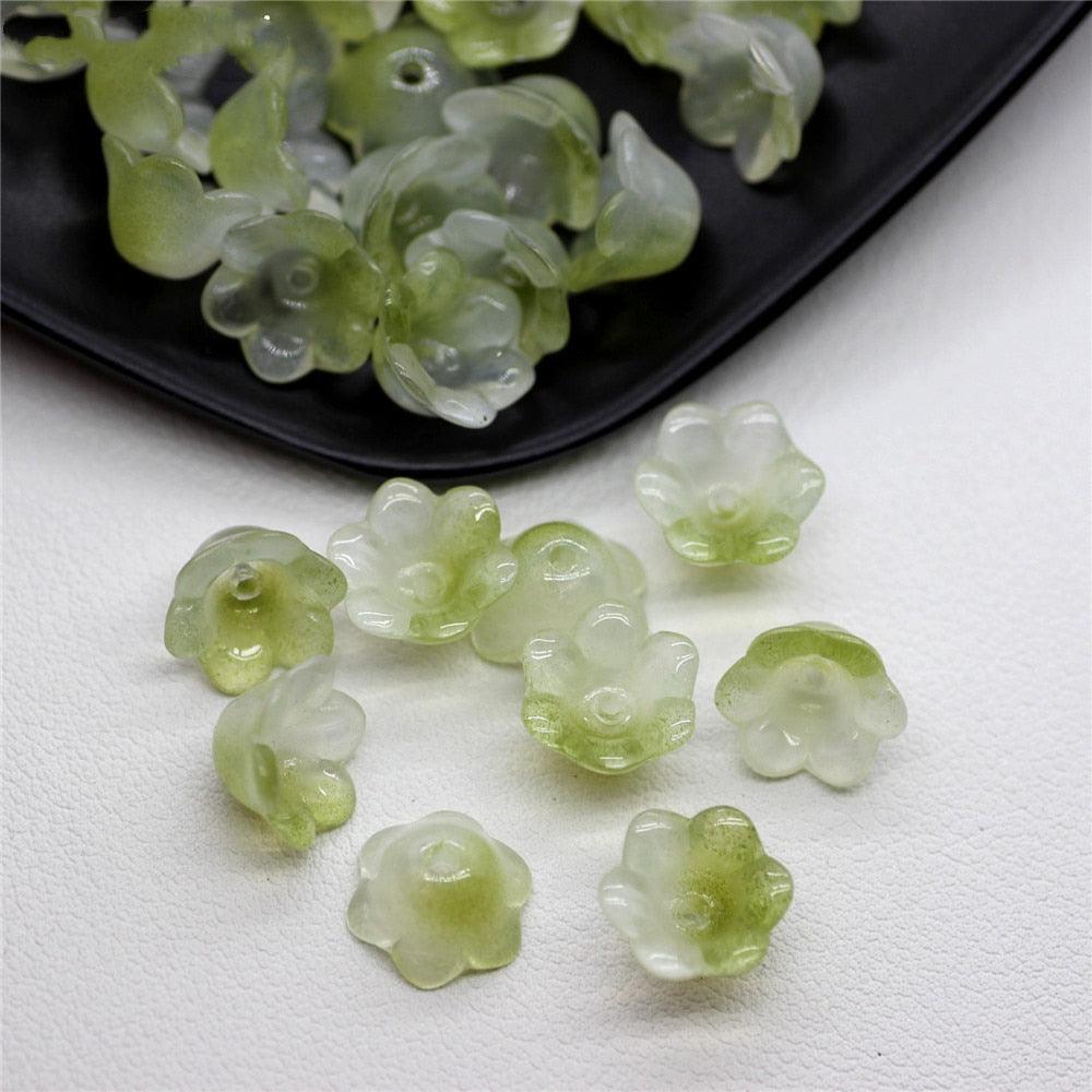 30pcs/Lot Colorful Flower Lamp Work Beads Trumpet Flower Shape Glass Beads For Jewelry Making Hairpin Handmade Accessories Jewelry Craft Making Necklace Bracelet Supplies