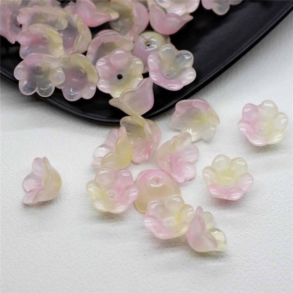 30pcs/Lot Colorful Flower Lamp Work Beads Trumpet Flower Shape Glass Beads For Jewelry Making Hairpin Handmade Accessories Jewelry Craft Making Necklace Bracelet Supplies