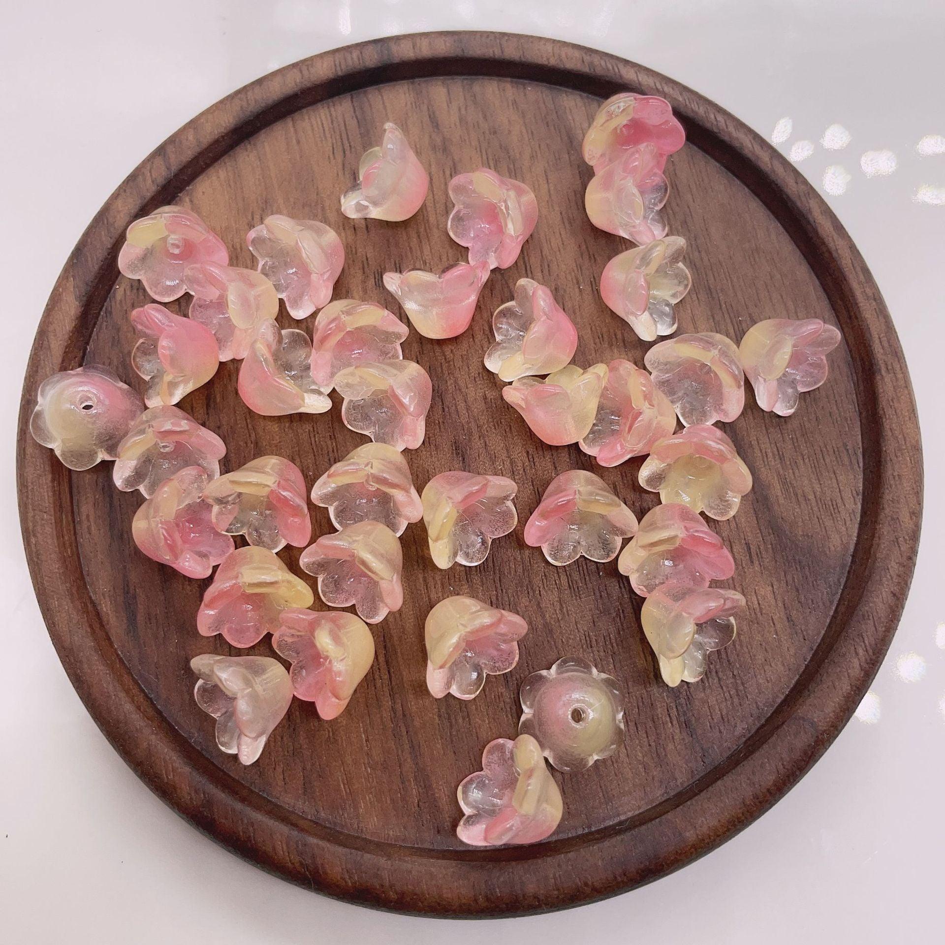 30pcs/Lot Colorful Flower Lamp Work Beads Trumpet Flower Shape Glass Beads For Jewelry Making Hairpin Handmade Accessories Jewelry Craft Making Necklace Bracelet Supplies