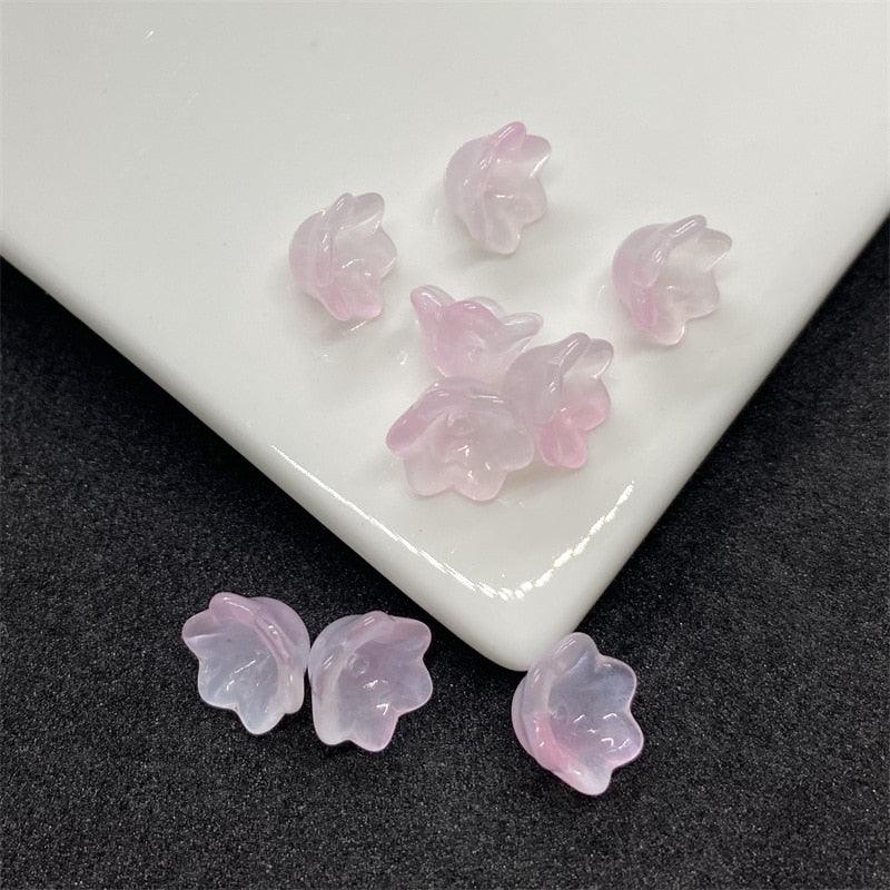 30pcs/Lot Colorful Flower Lamp Work Beads Trumpet Flower Shape Glass Beads For Jewelry Making Hairpin Handmade Accessories Jewelry Craft Making Necklace Bracelet Supplies