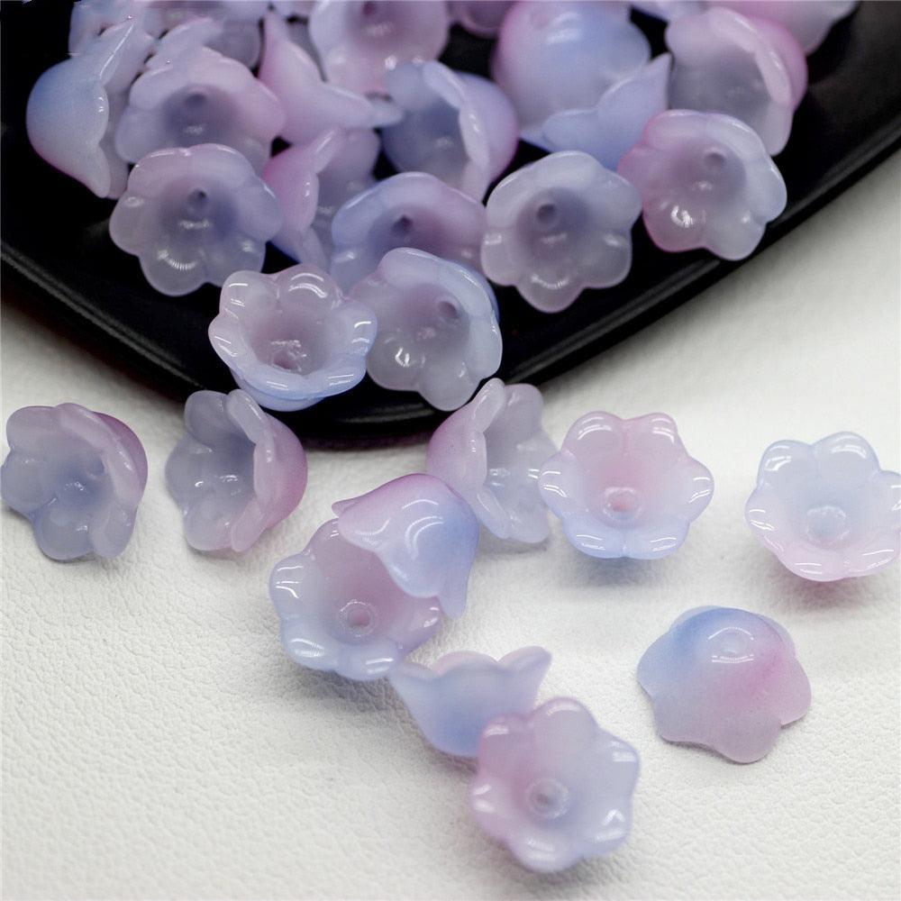 30pcs/Lot Colorful Flower Lamp Work Beads Trumpet Flower Shape Glass Beads For Jewelry Making Hairpin Handmade Accessories Jewelry Craft Making Necklace Bracelet Supplies