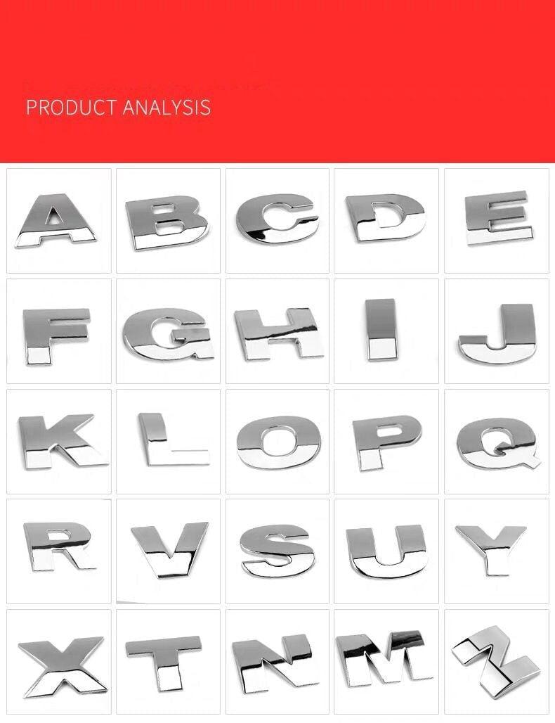 3D Car Stickers Metal Alphabet Car Letters Numbers Decal Sticker, Metal Emblem Decal Logo Trim Badge Silver Black Badge Chrome Letters Numbers Logo Car Stickers Automobiles Plastic Car Letters Number Sticker 3D Emblem Accessories Stickers - ALLURELATION - - Stevvex.com