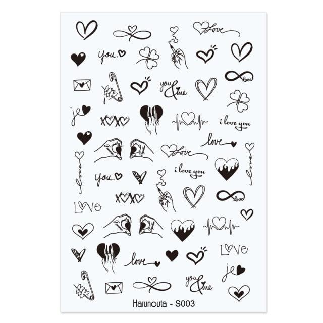 3D Nail Sticker Russian English Letter Sticker For Nails Foil Love Heart Design Accessories Fashion Manicures Sticker Decoration  Nail Art Stickers Water Transfer Nail Decals Full Wraps Gradient Acrylic Nail Kits for Women Manicure Decoration