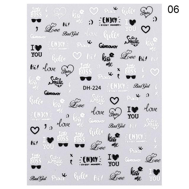 3D Nail Sticker Russian English Letter Sticker For Nails Foil Love Heart Design Accessories Fashion Manicures Sticker Decoration  Nail Art Stickers Water Transfer Nail Decals Full Wraps Gradient Acrylic Nail Kits for Women Manicure Decoration