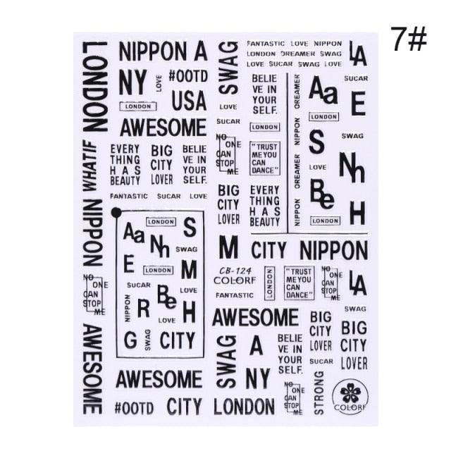 3D Nail Sticker Russian English Letter Sticker For Nails Foil Love Heart Design Accessories Fashion Manicures Sticker Decoration  Nail Art Stickers Water Transfer Nail Decals Full Wraps Gradient Acrylic Nail Kits for Women Manicure Decoration