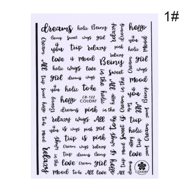 3D Nail Sticker Russian English Letter Sticker For Nails Foil Love Heart Design Accessories Fashion Manicures Sticker Decoration  Nail Art Stickers Water Transfer Nail Decals Full Wraps Gradient Acrylic Nail Kits for Women Manicure Decoration