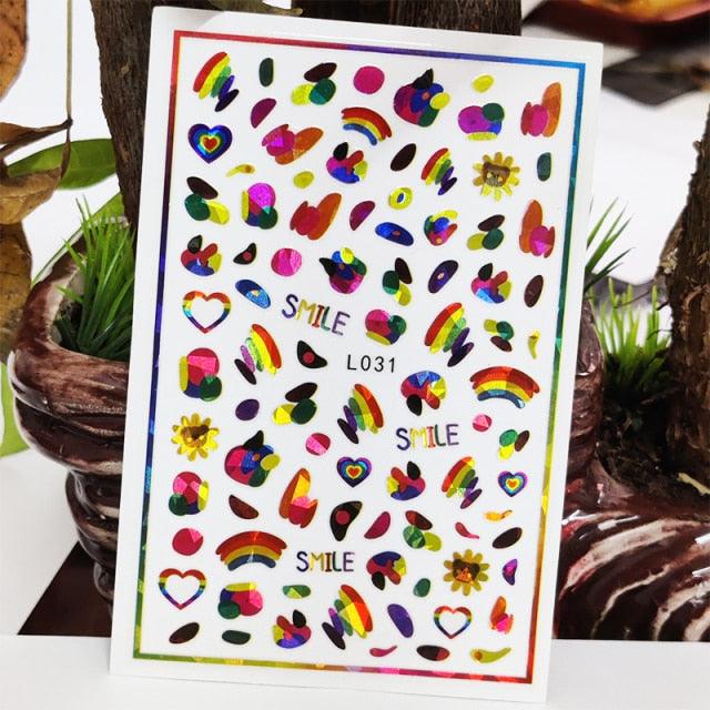 3D Nail Sticker Waterproof Shining Decals Stickers for Nails Cute Beautiful Love Heart Nail Art Decoration Aurora Silver Design Nail Art Stickers Decals Nail Art Supplies Valentines Day 3D Self-Adhesive Nail Decorations Manicuring Nail Art Manicure