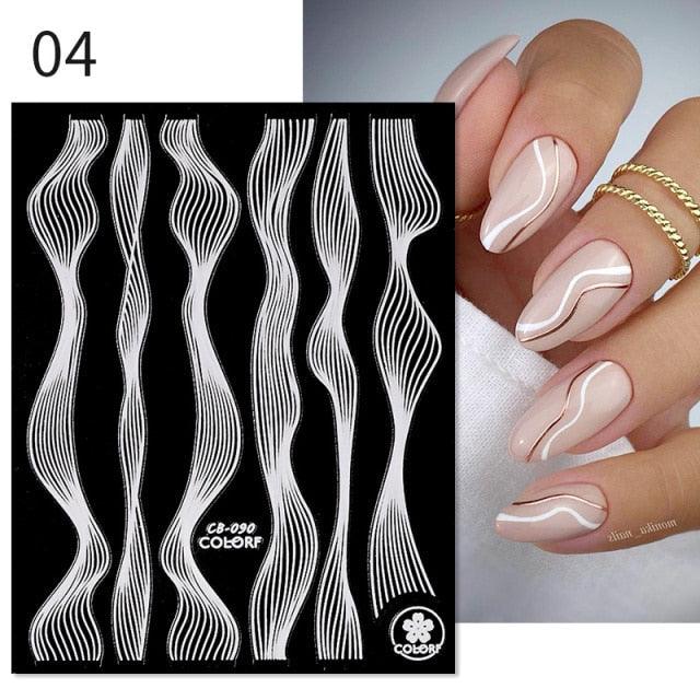 3D Nail Stickers Decals Ink Watermark Spring Summer Black Lines Flower Leaf Tree For Manicures Nail Art Decoration Nail Art Stickers Decor Tip Transfer Nail Decals Sticker For Pretty Girl Self-Adhesive Nail Decals Designer Nail Stickers for Acrylic