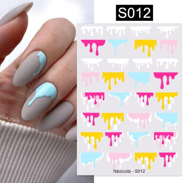 3D Nail Stickers Decals Ink Watermark Spring Summer Black Lines Flower Leaf Tree For Manicures Nail Art Decoration Nail Art Stickers Decor Tip Transfer Nail Decals Sticker For Pretty Girl Self-Adhesive Nail Decals Designer Nail Stickers for Acrylic