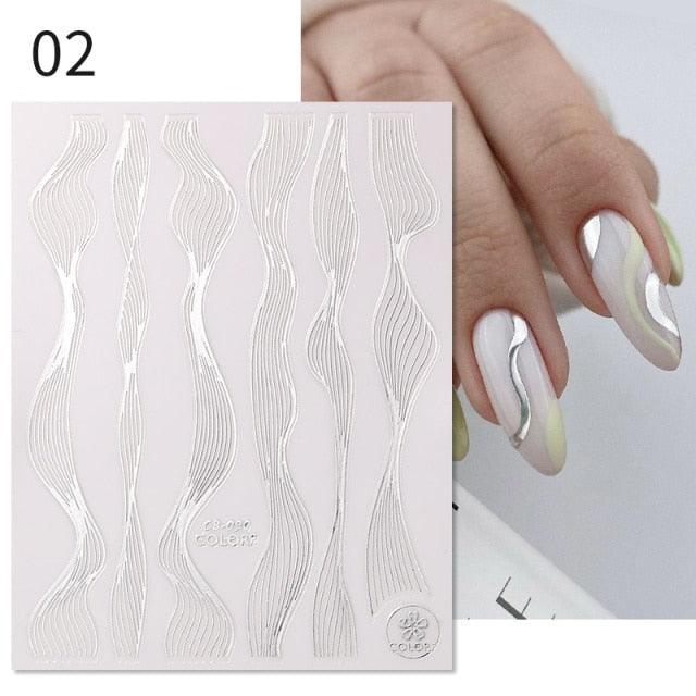 3D Nail Stickers Decals Ink Watermark Spring Summer Black Lines Flower Leaf Tree For Manicures Nail Art Decoration Nail Art Stickers Decor Tip Transfer Nail Decals Sticker For Pretty Girl Self-Adhesive Nail Decals Designer Nail Stickers for Acrylic