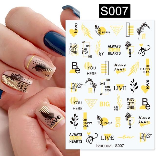 3D Nail Stickers Decals Ink Watermark Spring Summer Black Lines Flower Leaf Tree For Manicures Nail Art Decoration Nail Art Stickers Decor Tip Transfer Nail Decals Sticker For Pretty Girl Self-Adhesive Nail Decals Designer Nail Stickers for Acrylic