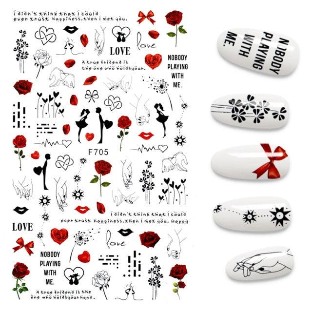 3D Nail Stickers Leaves Butterfly Panda Love Heart Design Stickers For Nails Manicure Foil Nail Art Decor  Girls Manicure Decoration Nail Art Supplies 3D Self-Adhesive Nail Decals Designer Nail Stickers for Acrylic Nails