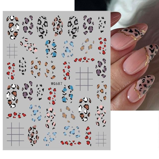 3D Nails Sticker Spring Cartoon Animals Flowers Leaves Self Adhesive Decals Sliders Nail Art Accessories Decoration Decal Self-Adhesive 3D Wave Design Decoration for Women Girls Tape Nail Art Stickers Decal Decoration